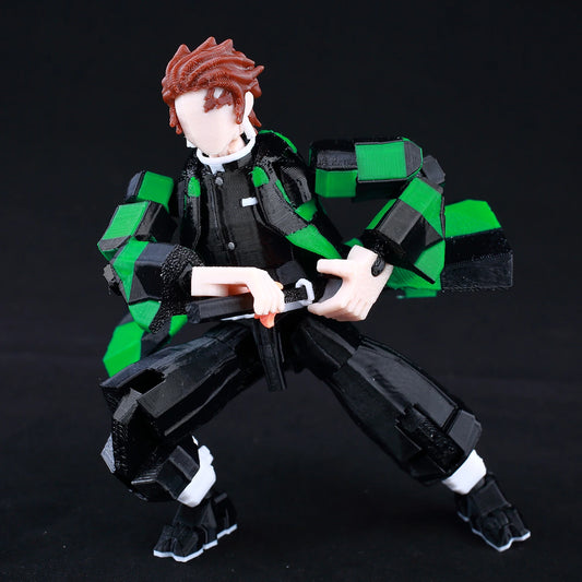 9L 3D Printed Demon Slayer Tanjiro Kamado Lucky Dummy β 13 Movable Shapeshift Action Figure Mannequin