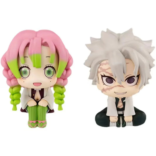 10CM Demon Slayer Anime Figures β Kanroji Mitsuri & Shinazugawa Sanemi Kawaii Q Version PVC Action Models