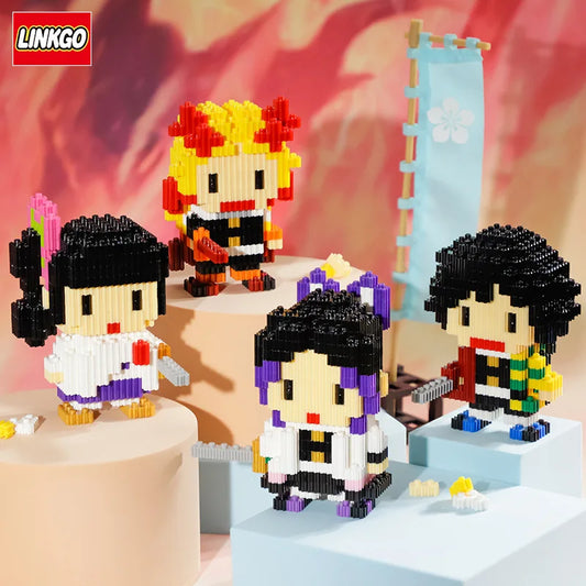 212pcs+ Anime Demon Slayer Figures Magic Building Blocks – Kamado Tanjirou, Nezuko & Inosuke Mini Connectable Bricks