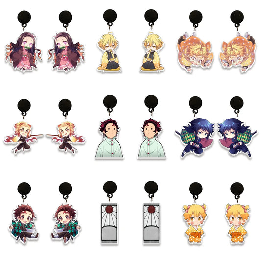 Fish Hook Earrings Demon Slayer Kimetsu No Yaiba – Kamado Tanjirou Drop Dangle Earrings