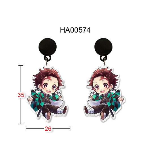 Fish Hook Earrings Demon Slayer Kimetsu No Yaiba – Kamado Tanjirou Drop Dangle Earrings