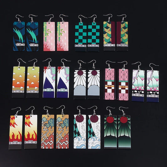 Anime Demon Slayer Acrylic Earrings – Kimetsu no Yaiba Character Drop Jewelry for Women