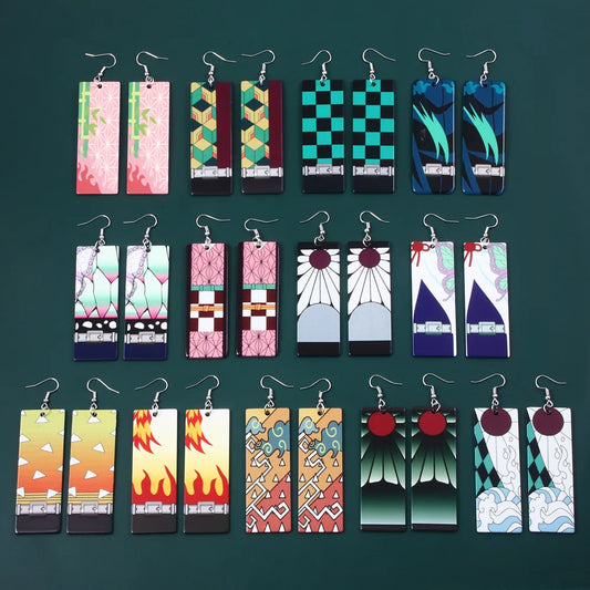 Anime Demon Slayer Acrylic Earrings – Kimetsu no Yaiba Character Drop Jewelry for Women