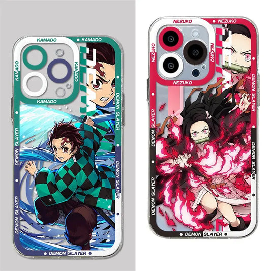 Demon Slayer Nezuko, Tanjirou & Giyuu Phone Case – Clear Soft Cover for iPhone