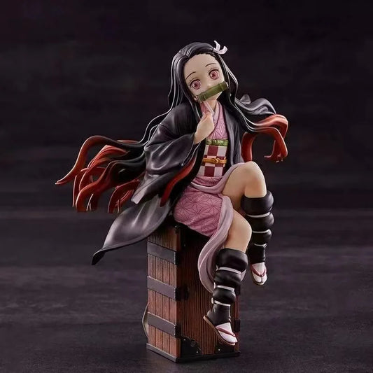 15cm Demon Slayer Kamado Nezuko Sitting PVC Figure – Anime Model Toy for Collection & Display
