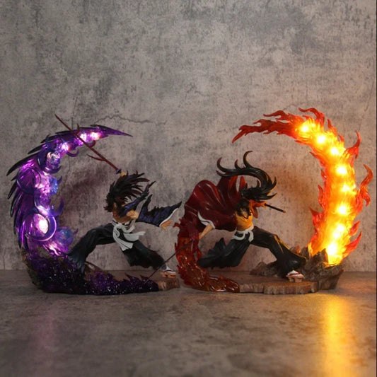 Hot 23cm Demon Slayer Kokushibo & Tsugikuni Yoriichi GK Figures – Fierce Battle PVC Statues