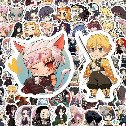 50/120pcs Cool Demon Slayer Stickers – Anime Kamado Tanjirou & Nezuko Waterproof Decals