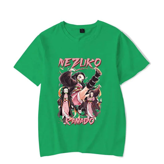 New Hot Anime Kamado Nezuko Print T-shirt – Women’s Summer Casual Round Neck Top