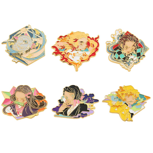 Japan Manga Demon Slayer Enamel Pins – Kimetsu No Yaiba Characters Zenitsu & Nezuko Brooches