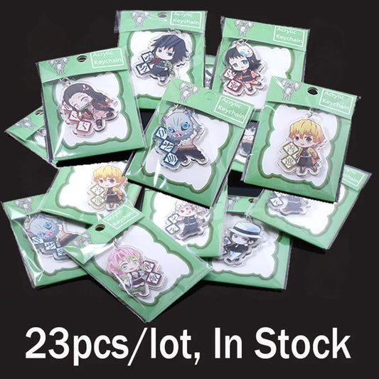 23Pcs/Lot Anime Demon Slayer Acrylic Keychains – Kimetsu No Yaiba Figure Keyring Set