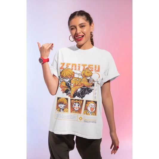 Agatsuma Zenitsu T-Shirt – Demon Slayer Halloween Tee for Women