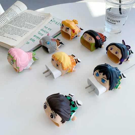 Anime Demon Slayer Kamado Tanjirou USB Data Cable Protective Sleeve Accessories – Creative Charging Cord Doll Model Holder Gift