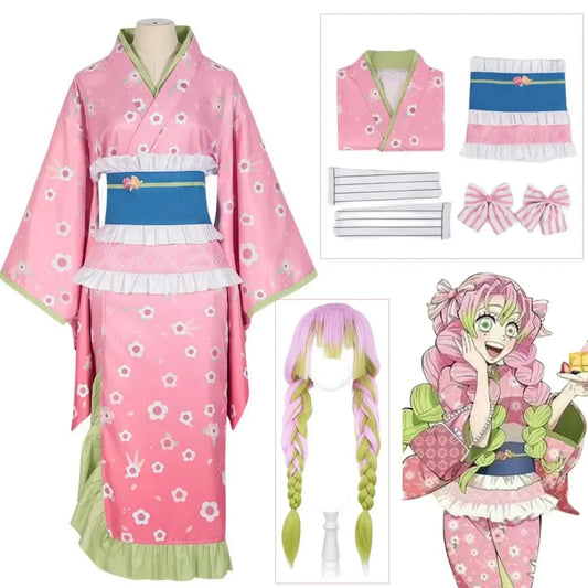 New Fashion Kanroji Mitsuri Cosplay Costume – Pink Kimono Dress for Women