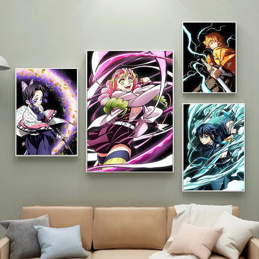 Japanese Anime Demon Slayer Wall Art Poster – Nezuko & Tanjiro Canvas Painting for Home Decor