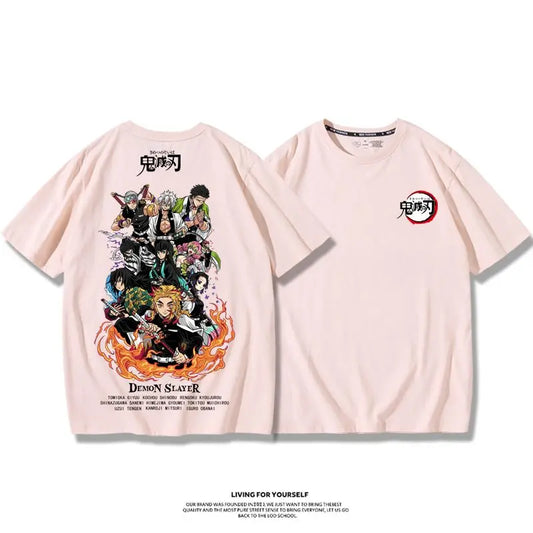 Demon Slayer Anime T-Shirt – Muichiro Tokito & Kochou Shinobu 100% Cotton Men’s Casual Streetwear