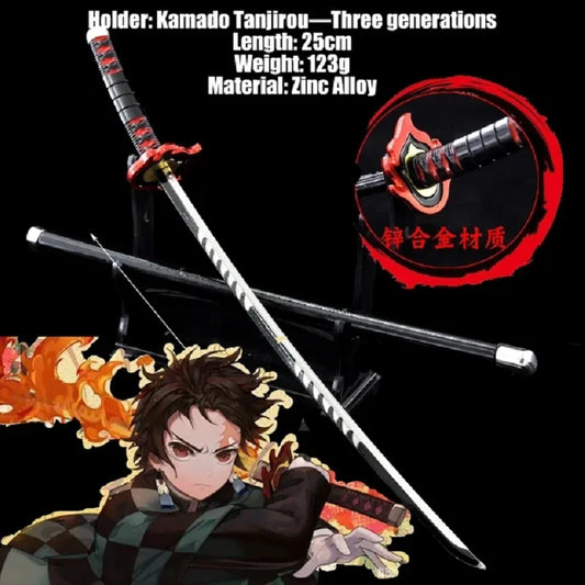 26cm Demon Slayer Mini Metal Katana – Cosplay Sword Prop (No Cutting Edge)