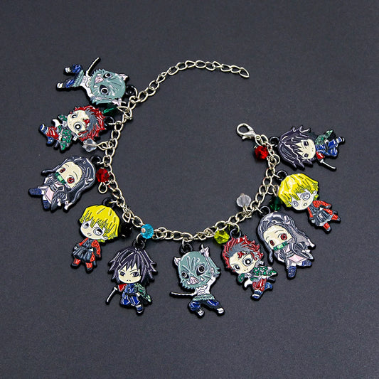 Anime Demon Slayer Kimetsu No Yaiba Charm Bracelet – Kamado Nezuko Metal Pendant for Men & Women
