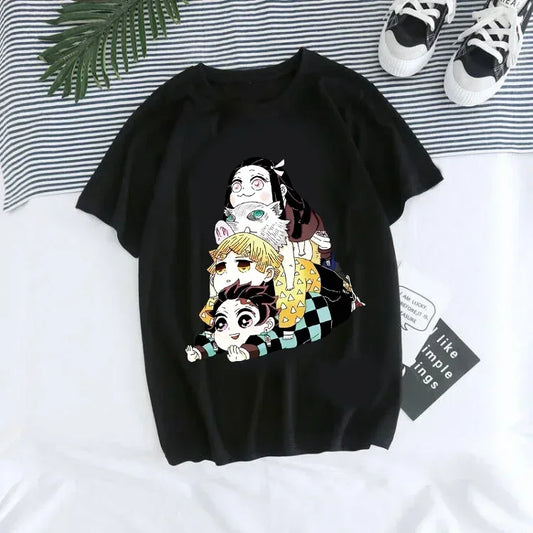 Japanese Anime Demon Slayer T-Shirt for Women – Nezuko & Tanjirou Kamado Y2K Graphic Top