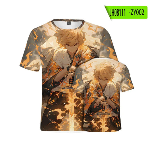 2024 Japanese Anime Demon Slayer Kamado Tanjirou Cosplay T-Shirt – 3D Print Kid & Adult Tee
