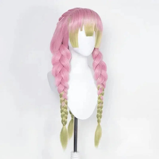 Mitsuri Kanroji Cosplay Wig Kimetsu no Yaiba – Long Pink & Green Heat Resistant Hair