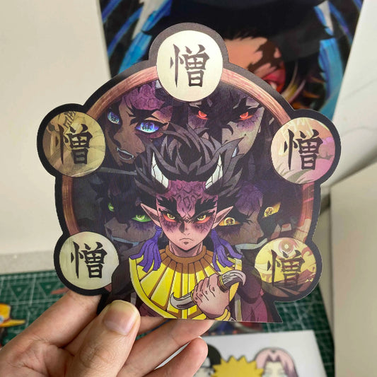 Anime Demon Slayer Hantengu Zohakuten 3D Motion Stickers – Waterproof Decals for Cars, Laptops & More