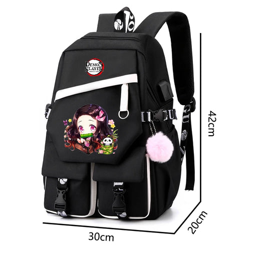 Demon Slayer Anime Backpack – Schoolbag for Girls, Boys & Teenagers