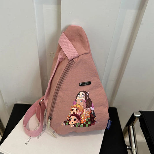New Demon Slayer Kimetsu No Yaiba Shoulder Bags – Large Capacity Cartoon Anime Chest & Crossbody Bags for Boys & Girls