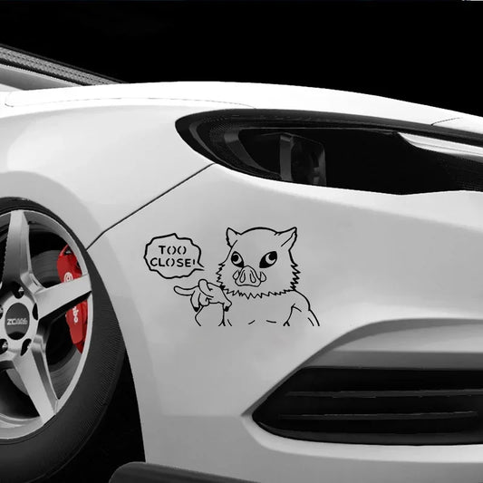 Too Close Warning Demon Slayer Anime Car Sticker – Vinyl Decal for Car, Motorcycle & More