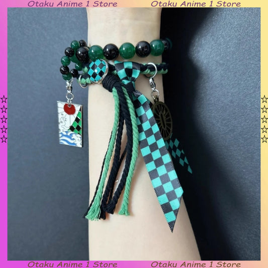 Handmade Kamado Tanjirou Chain Bracelet – Adjustable Demon Slayer Anime Accessory