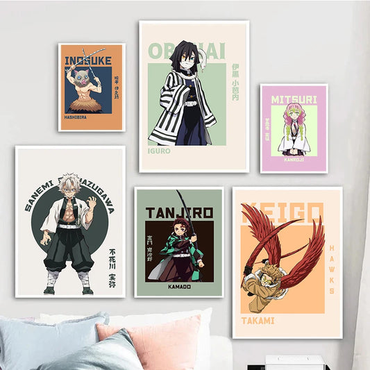 Japanese Anime Classic Character Poster – Demon Slayer Cartoon Figure Canvas Painting