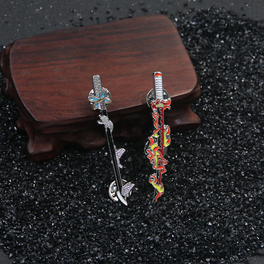 Anime Demon Slayer Brooch – Enamel Kimetsu no Yaiba Sword Pins Weapon Badge