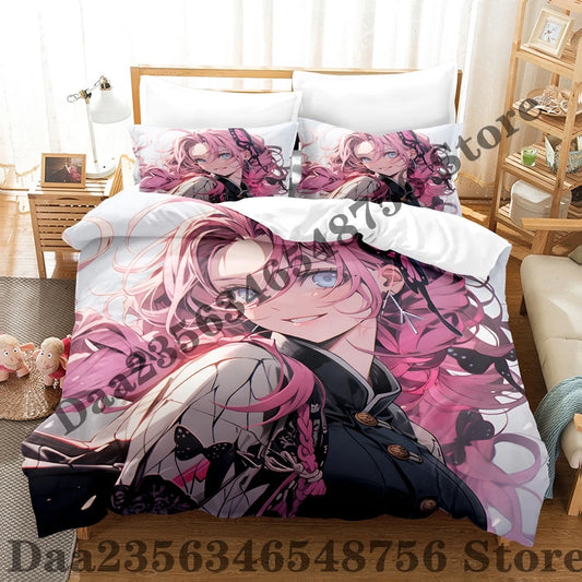 Mitsuri Kanroji Bedding Set – Single to King Size Anime Duvet Cover & Bed Sheets