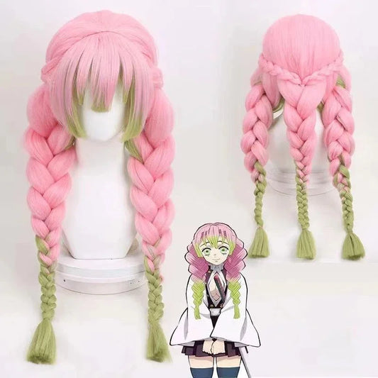 Mitsuri Kanroji Cosplay Wig Kimetsu no Yaiba – Long Pink & Green Heat Resistant Hair