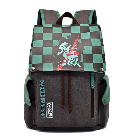 Movie Anime Merchandise Student Backpack – Demon Slayer Charcoal Jiro Beans Canvas Printed Backpack