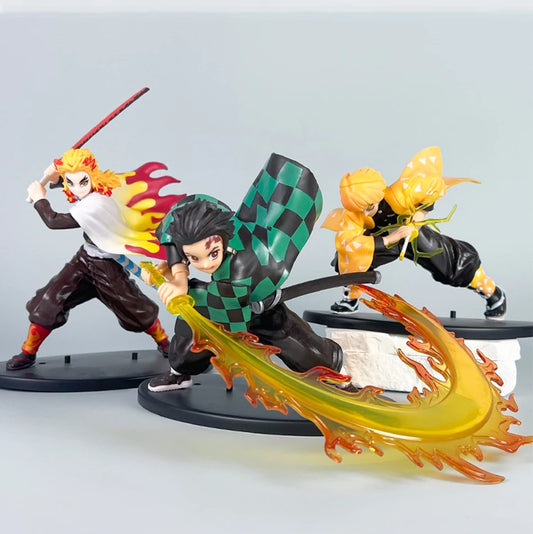 14–22cm Demon Slayer Anime Figures – Tanjirou, Zenitsu & Kyoujurou PVC Action Models
