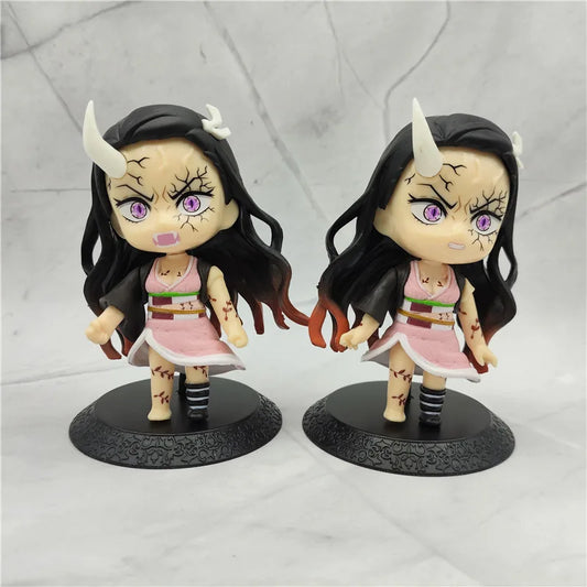 10pcs/Set Anime Demon Slayer Kamado Nezuko & Kamado Tanjirou Battle Version Action Figures – Collectible Models