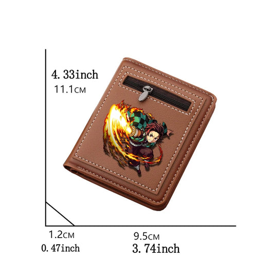 Japanese Anime Demon Slayer Kimetsu No Yaiba Men’s Wallet – Large Capacity Cartoon Folding Purse for Boys