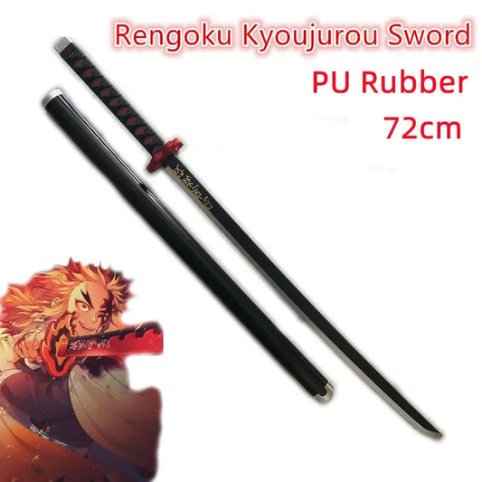72cm Demon Slayer Toy Sword Set – Zenitsu, Muichirou & Mitsuri Rubber Katana Cosplay Weapons