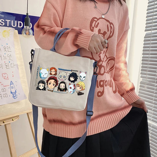 Japanese Anime Demon Slayer Kimetsu No Yaiba Canvas Bag – Large Capacity Crossbody Shoulder Bag