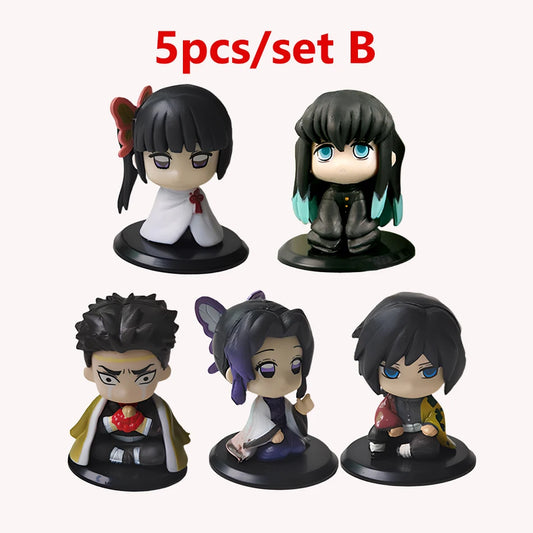 10PCS Q Version Demon Slayer Sitting Ghost Doll Figures – Tanjiro, Nezuko, Inosuke & Zenitsu Set