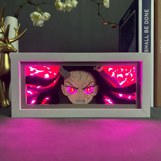Kimetsu No Yaiba Paper Cut Shadow Box – Anime Light Box for Home Decoration