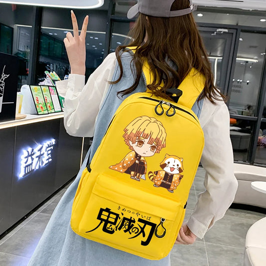 Demon Slayer Kimetsu No Yaiba Backpack – Kawaii Anime Schoolbag for Boys & Girls