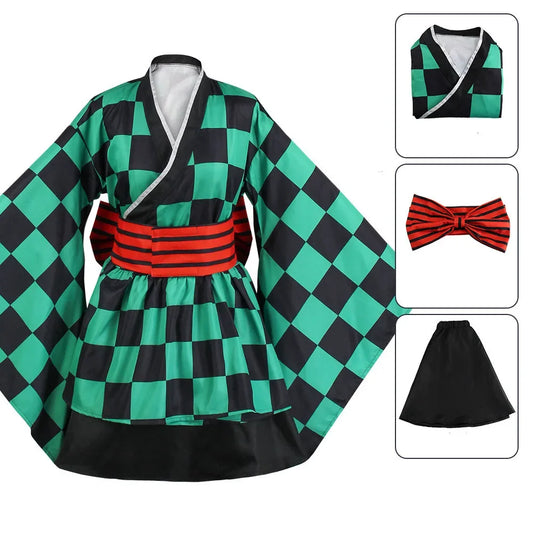 Demon Slayer Anime Cosplay Costume – Inosuke, Kamado Nezuko & Kochou Shinobu Maid Dress Outfit for Women