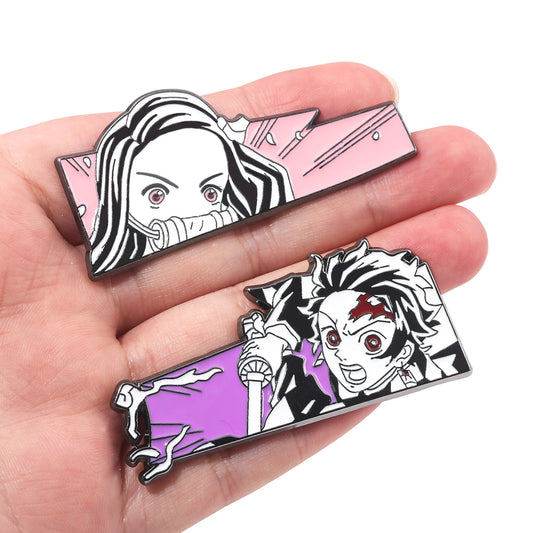 Anime Demon Slayer Enamel Pins – Tanjirou, Nezuko, Zenitsu & Inosuke Metal Brooches