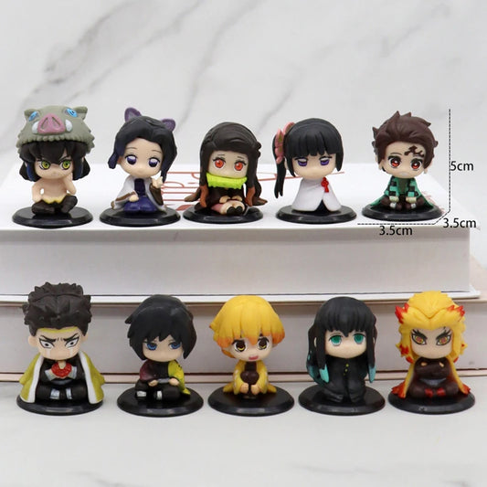 Demon Slayer Q Version Sitting Figures – Tanjiro, Nidouzi, Inosuke & Zenitsu PVC Dolls