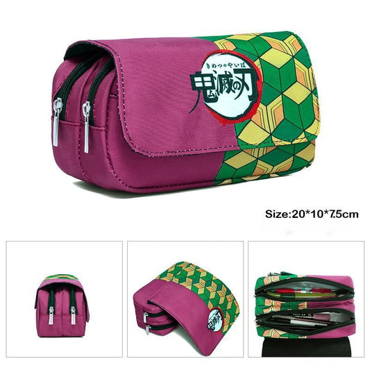 Demon Slayer 3D Anime Pen Bag – Student Pencil Case with Tanjirou, Nezuko, Zenitsu & Giyuu