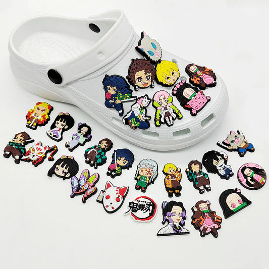 25Pcs Demon Slayer Shoe Charms – DIY Kamado Tanjirou Accessories for Crocs & Sandals