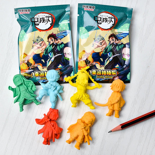 32pcs/Box Demon Slayer Blind Box Doll Eraser Set – Ghost Tanjiro, Nidouzi & More | Pencil Action Figures Stationery Kids Gifts
