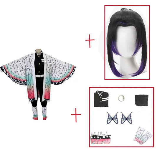 Kochou Shinobu Cosplay Costume – Anime Demon Slayer Uniform with Wig for Adults & Children