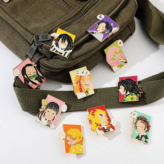 Anime Demon Slayer Brooch Badge – Rengoku Kyoujurou & Douma Enamel Pins